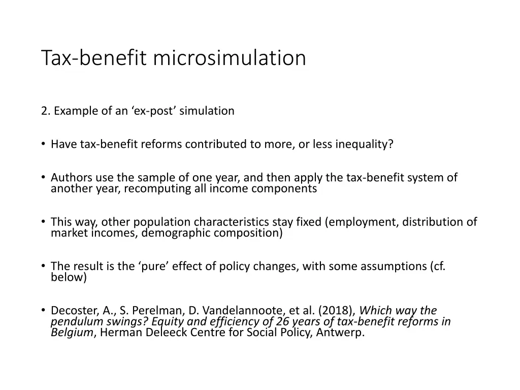 tax benefit microsimulation 5