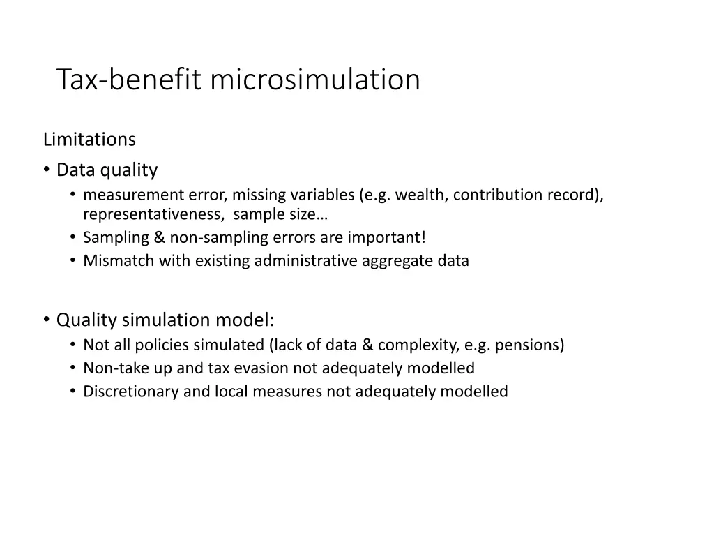 tax benefit microsimulation 9
