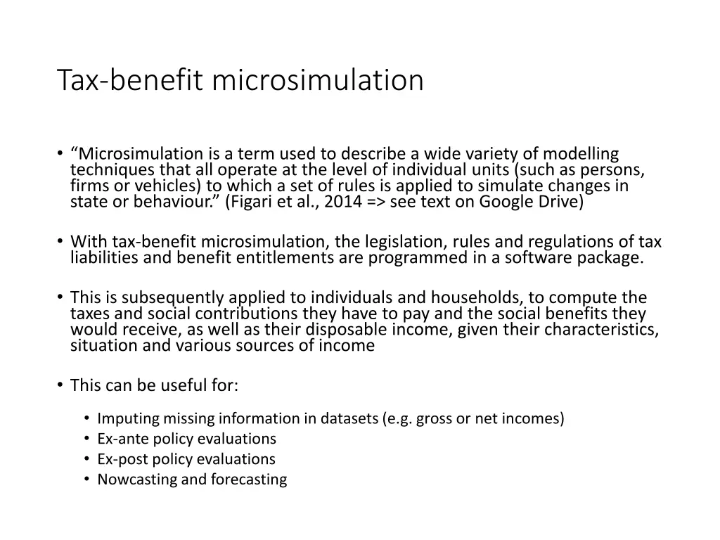 tax benefit microsimulation