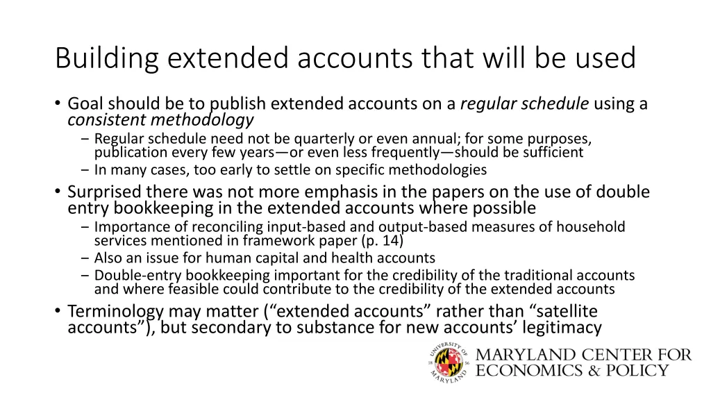 building extended accounts that will be used