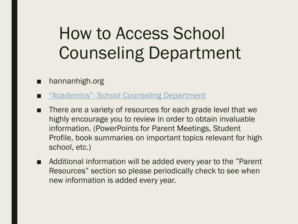 how to access school counseling department