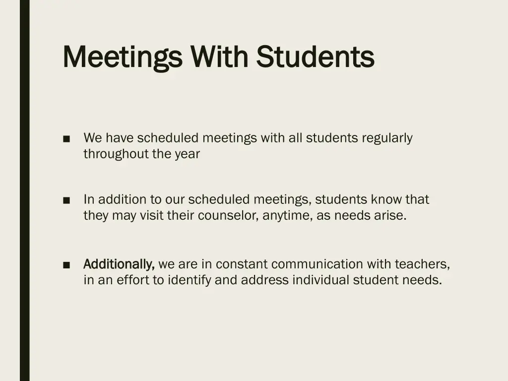meetings with students meetings with students