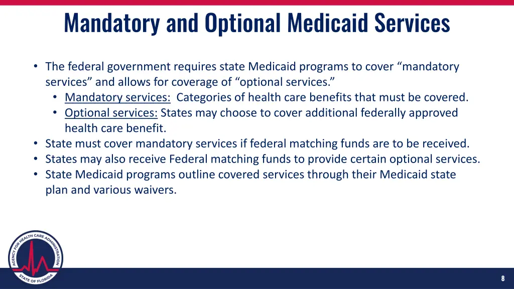 mandatory and optional medicaid services