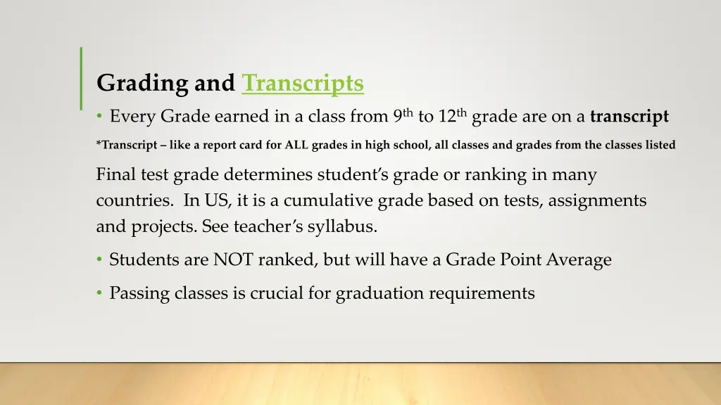 grading and transcripts every grade earned
