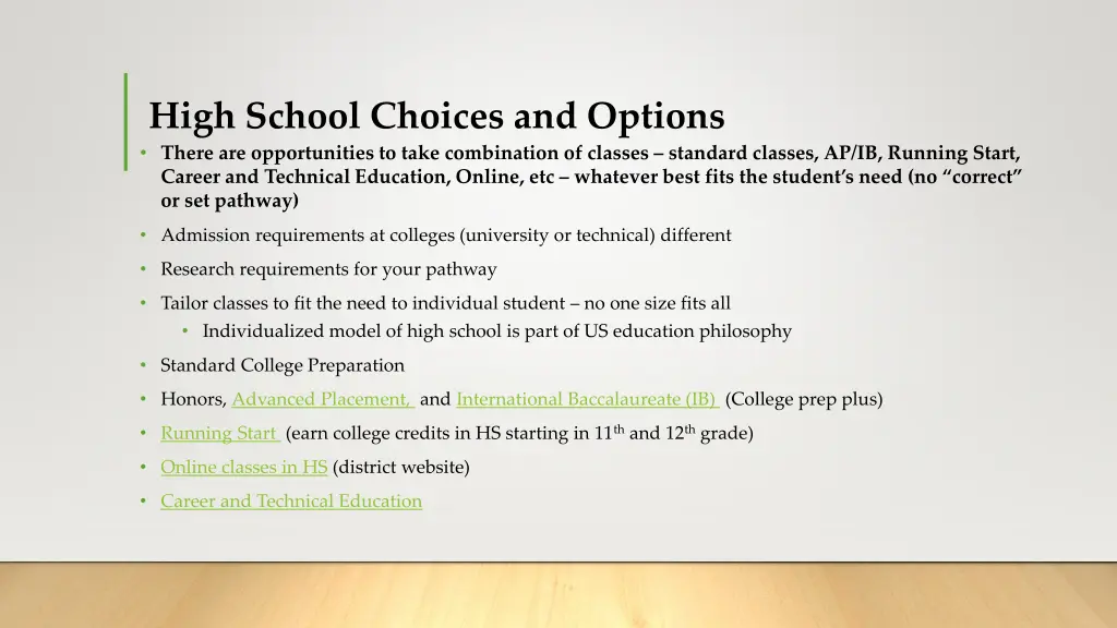 high school choices and options there