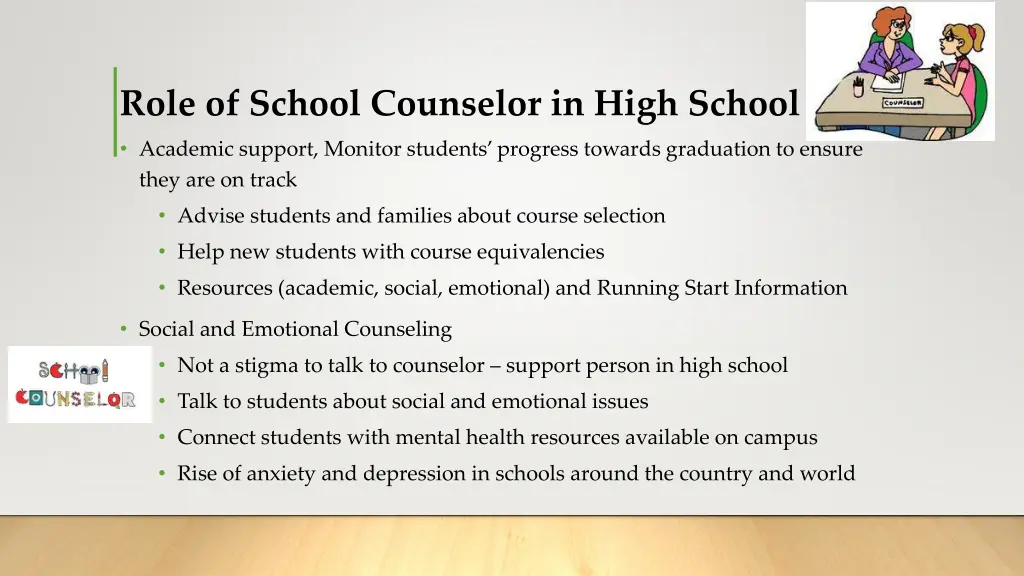 role of school counselor in high school