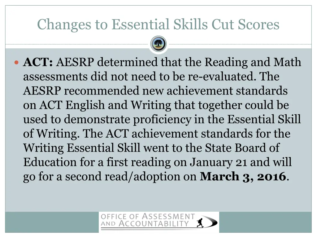 changes to essential skills cut scores
