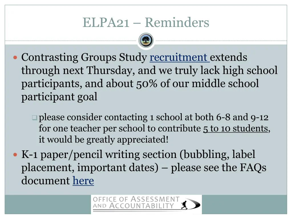 elpa21 reminders