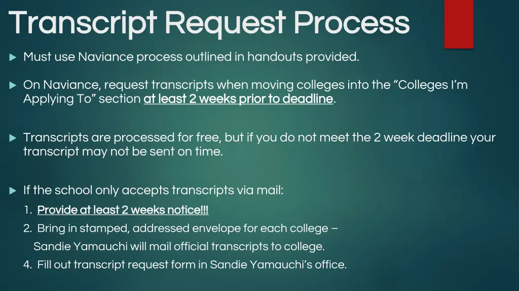 transcript request process transcript request
