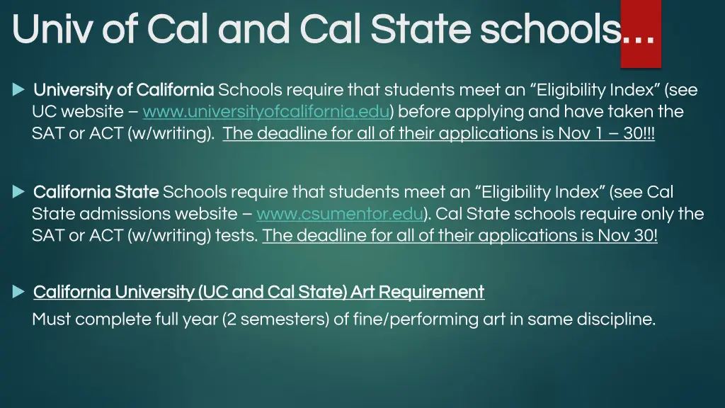 univ of cal and cal state schools univ