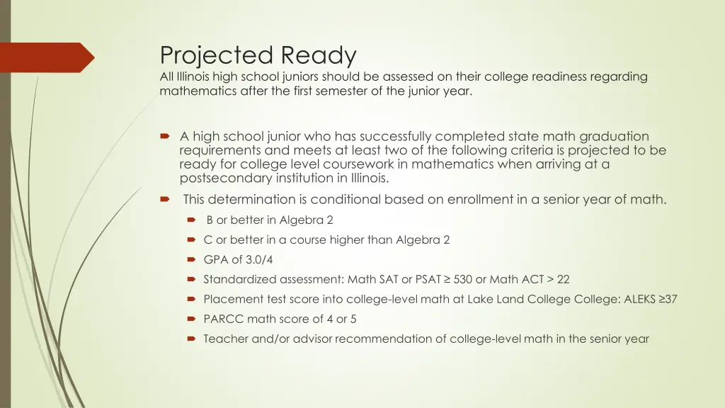 projected ready all illinois high school juniors