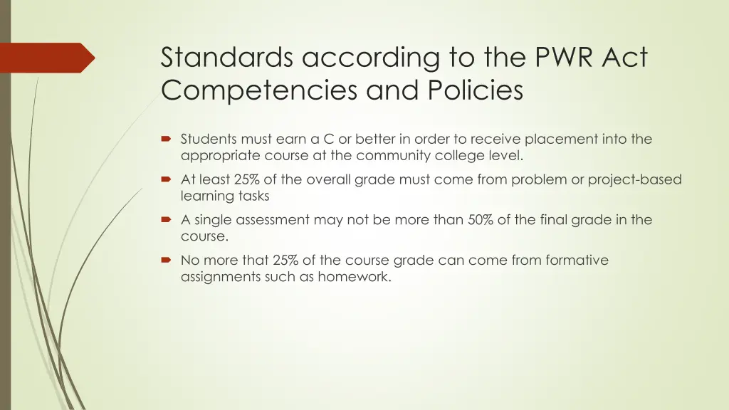 standards according to the pwr act competencies