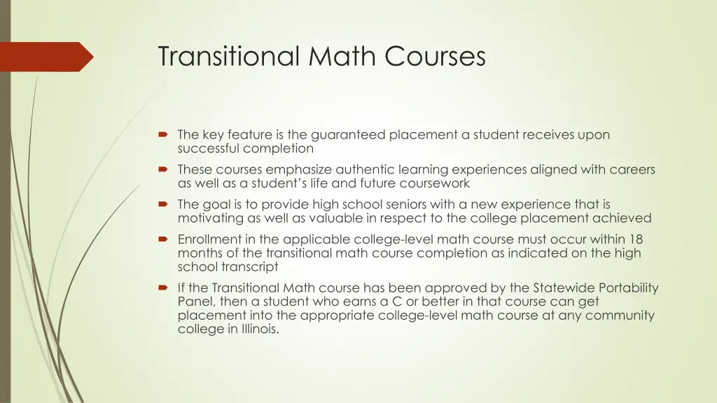 transitional math courses