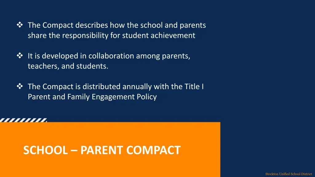 the compact describes how the school and parents