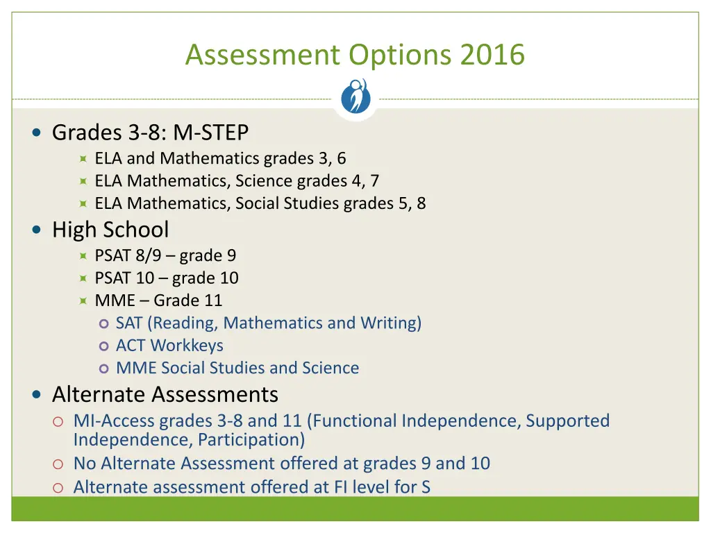 assessment options 2016