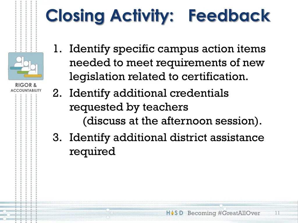 closing activity feedback