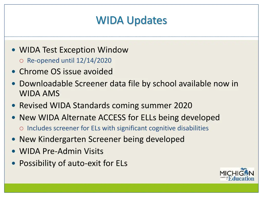 wida updates