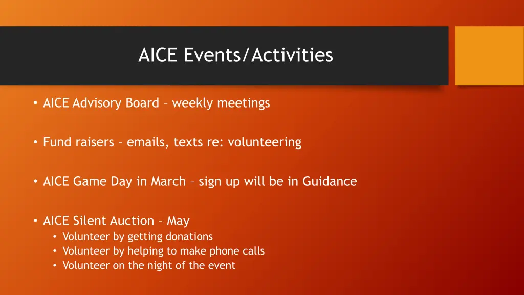 aice events activities
