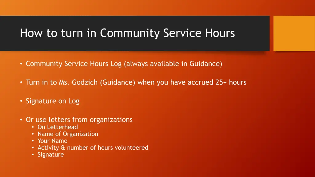 how to turn in community service hours