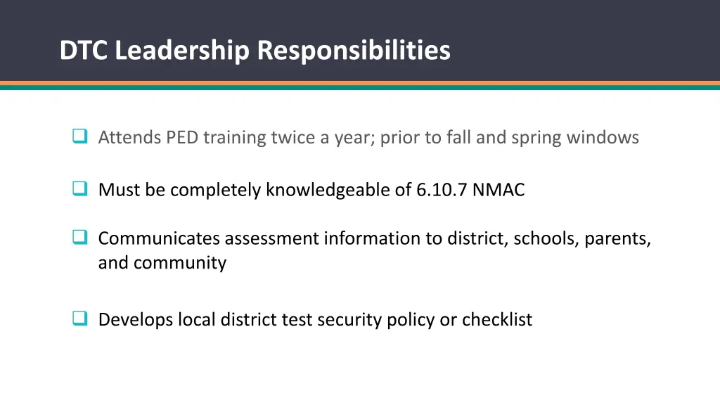 dtc leadership responsibilities