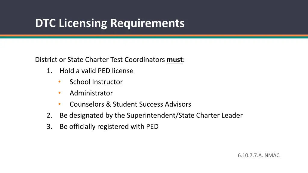dtc licensing requirements