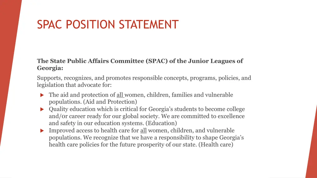 spac position statement