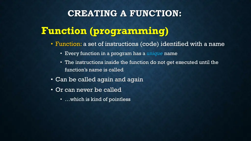 creating a function 1