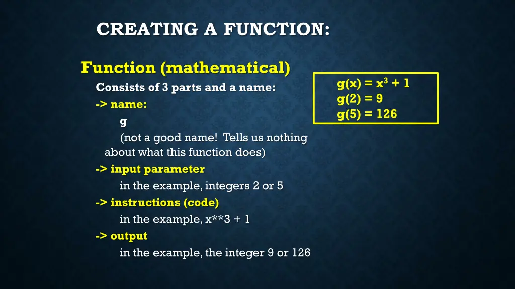 creating a function