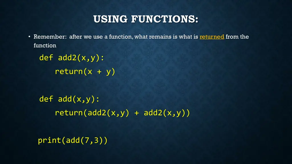 using functions