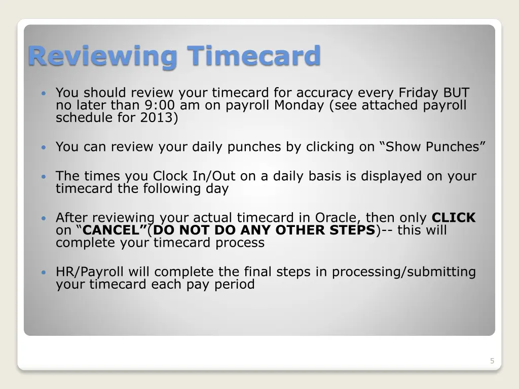 reviewing timecard