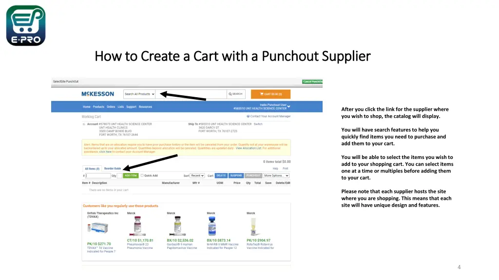 how to create a cart with a punchout supplier 1