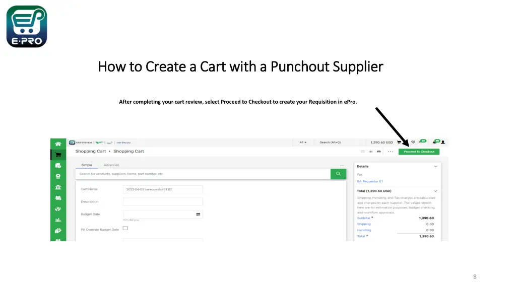how to create a cart with a punchout supplier 5
