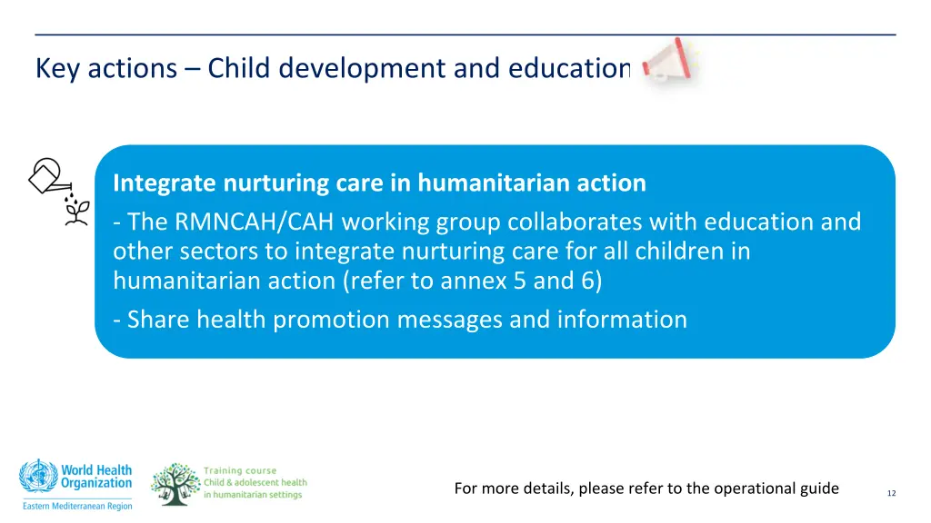 key actions child development and education