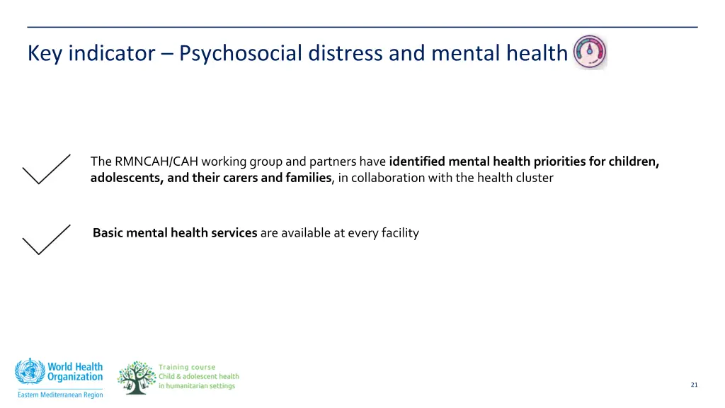 key indicator psychosocial distress and mental