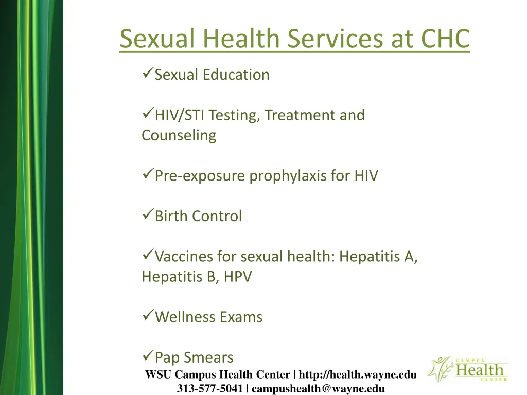 sexual health services at chc