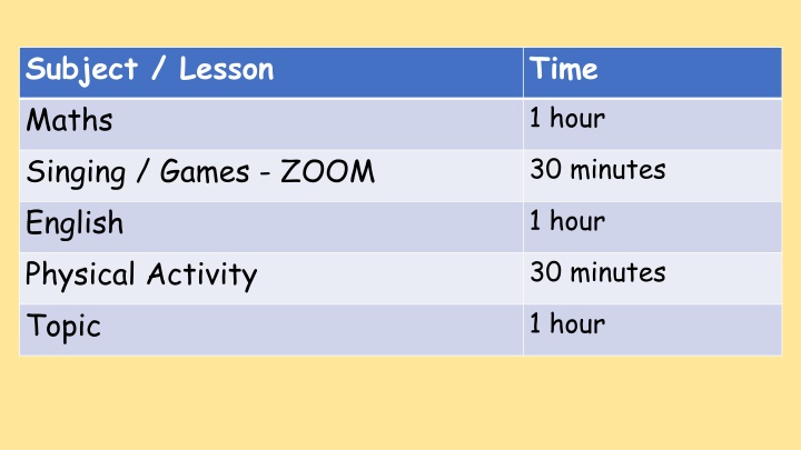 subject lesson maths singing games zoom english