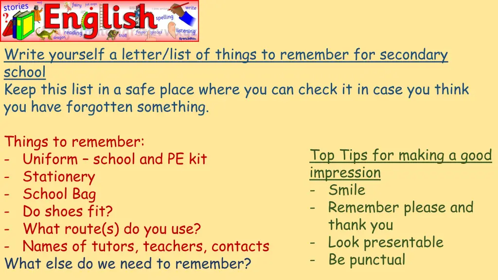write yourself a letter list of things