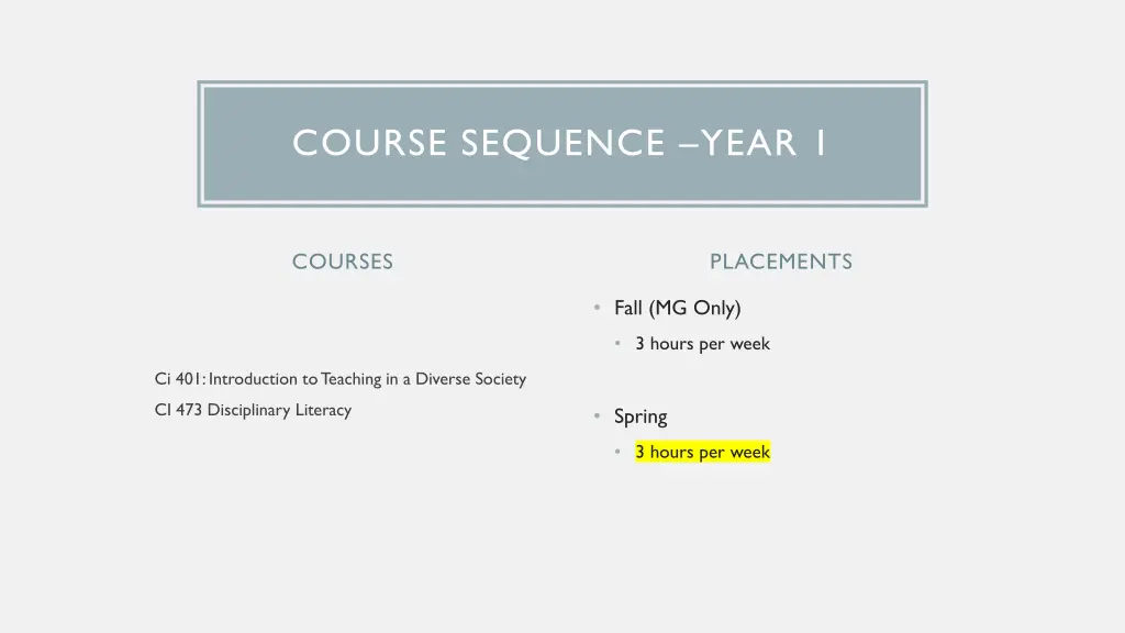 course sequence year 1