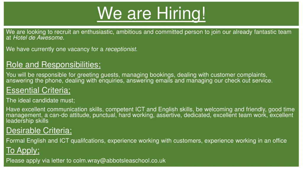 we are hiring