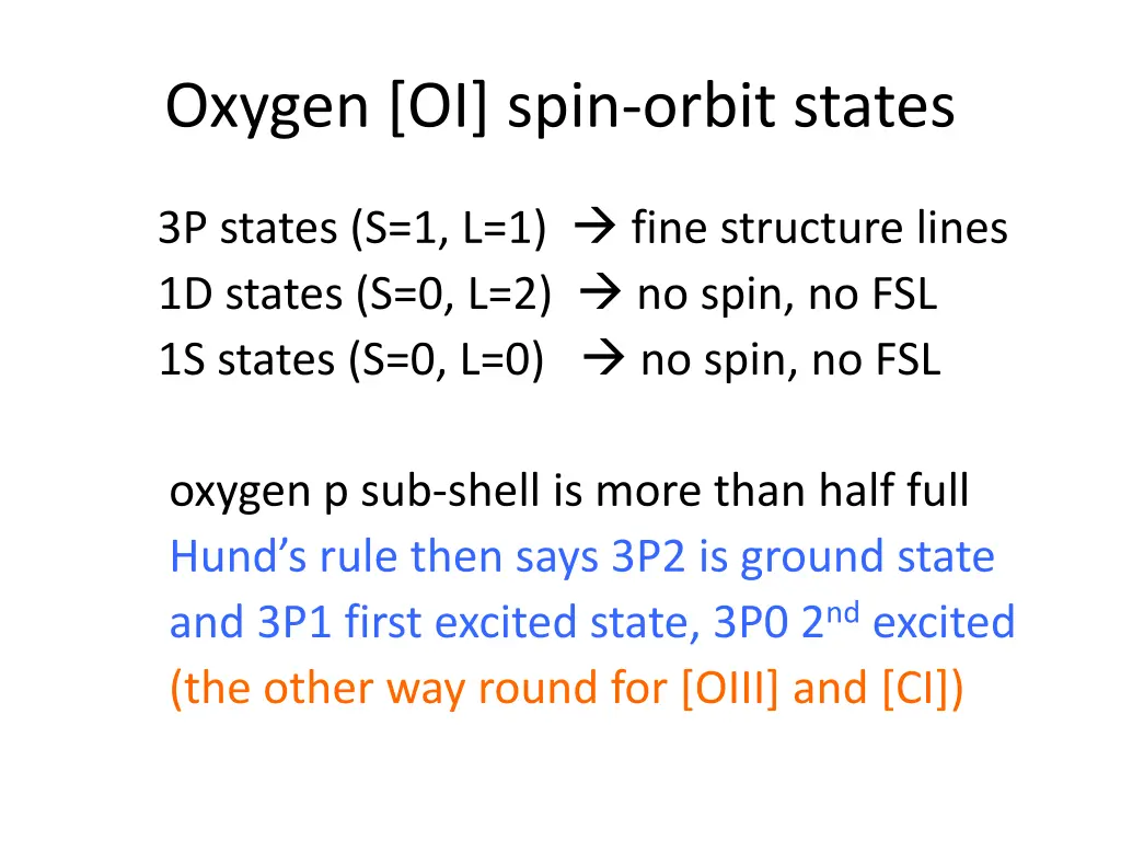 oxygen oi spin orbit states