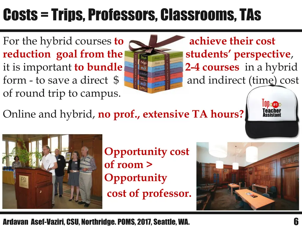 costs trips professors classrooms tas