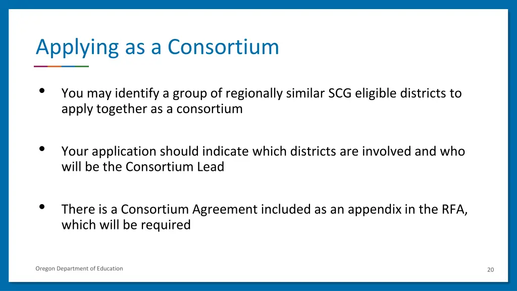 applying as a consortium