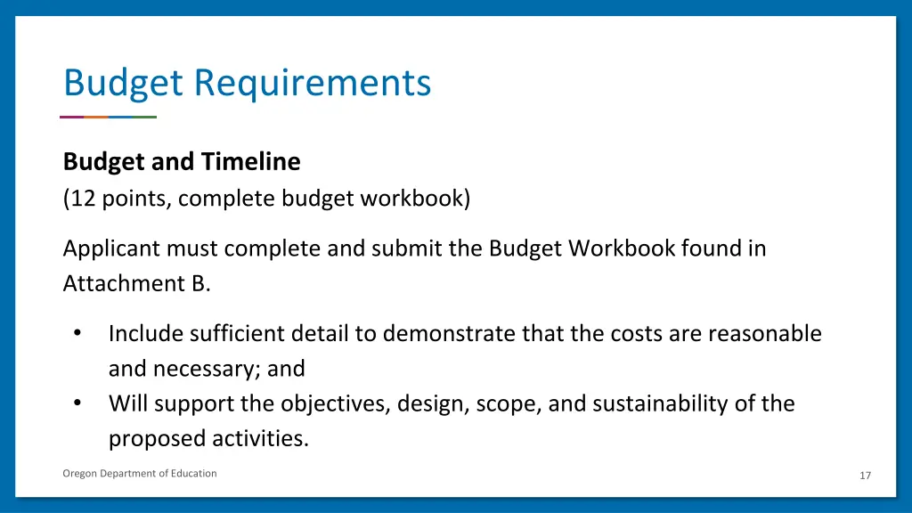 budget requirements