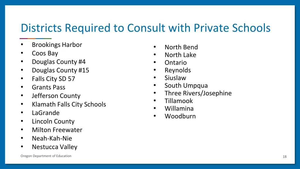 districts required to consult with private schools