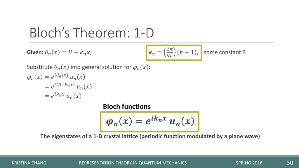bloch s theorem 1 d 2