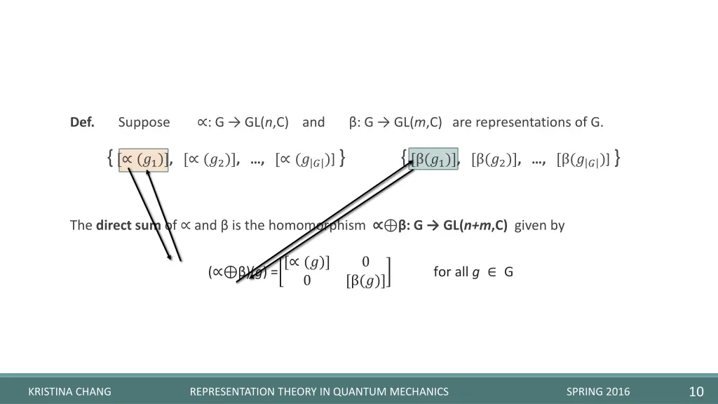 let a representation of g be given by g gl n c