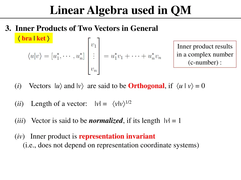 linear algebra used in qm 3