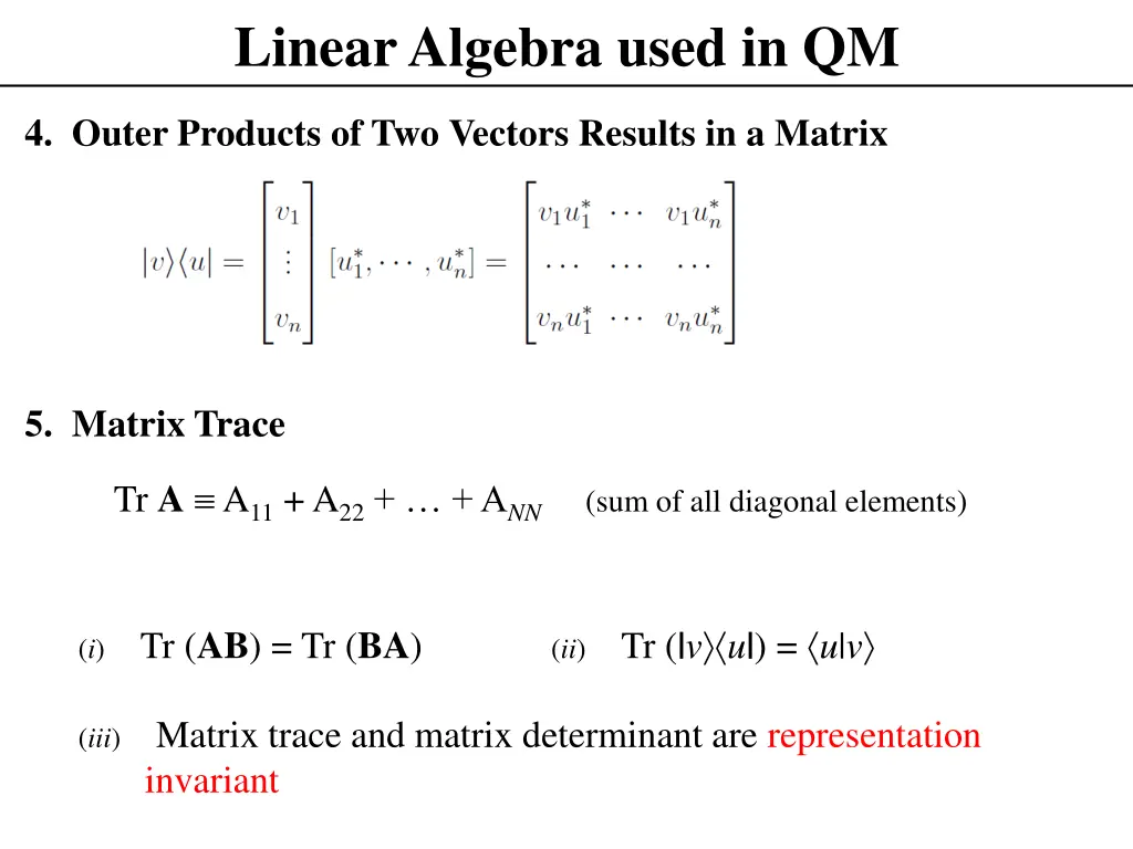 linear algebra used in qm 4
