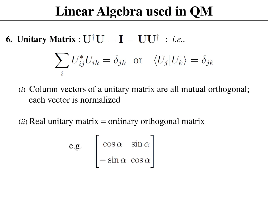 linear algebra used in qm 5