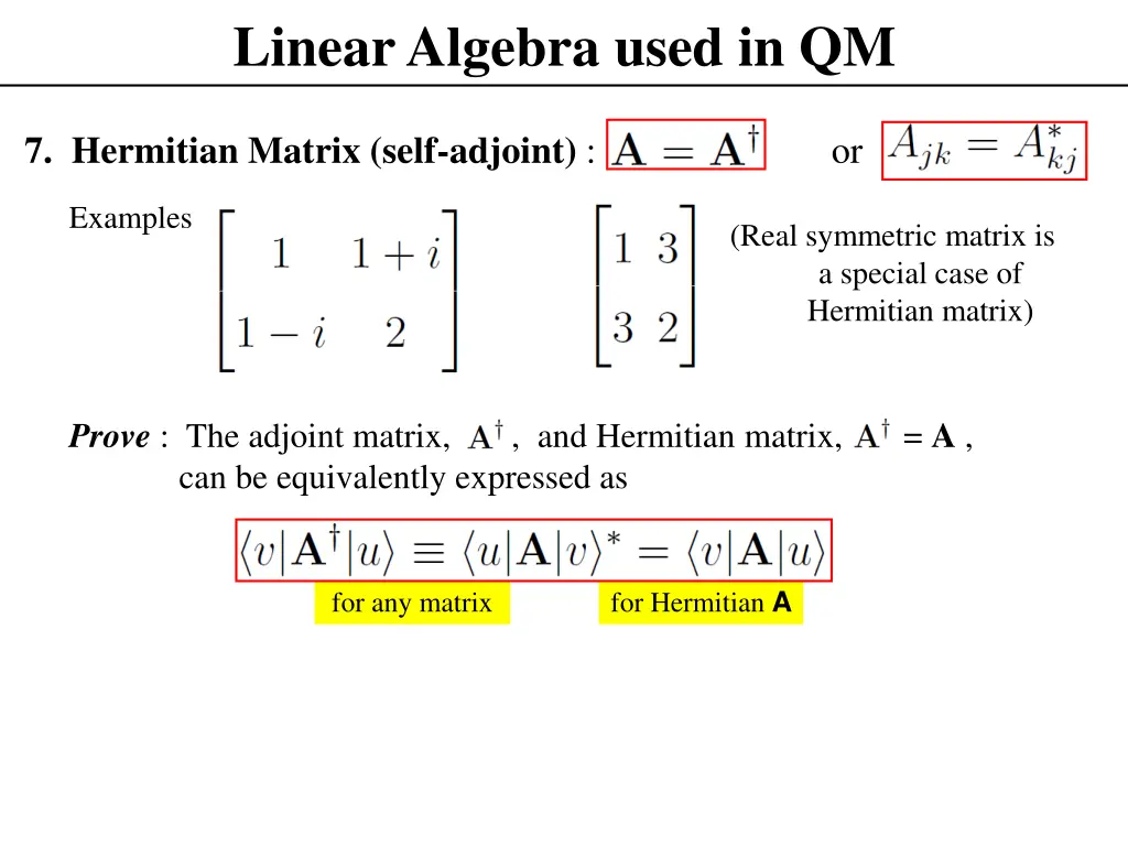 linear algebra used in qm 6